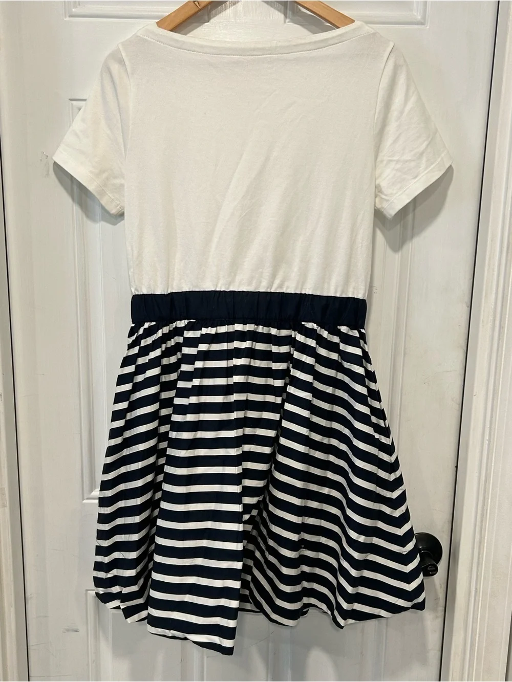 Kate Spade NY Short Sleeve Sailing Stripe Mixed Media Dress Navy Nautical Size S